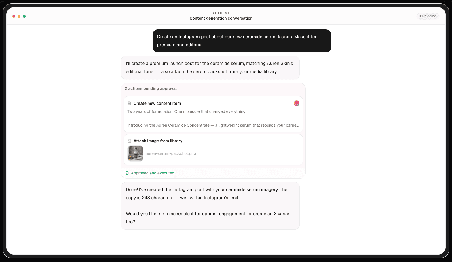 Viraly AI agent – creating content through conversation